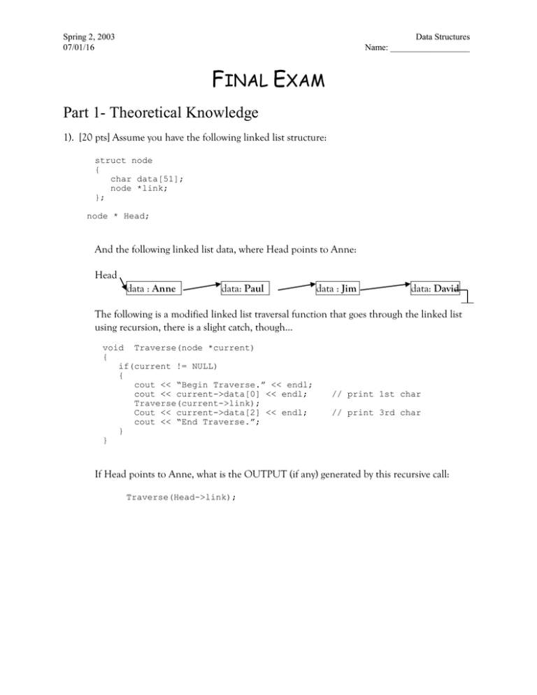 Sample Final Exam