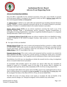 IRB Adverse Event Reporting Form