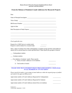 Form for Release of Students E-mail Addresses for Research Projects