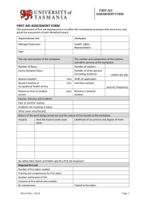 FIRST AID ASSESSMENT FORM FIRST AID ASSESSMENT FORM