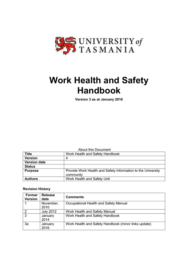 Health And Safety Handbook Template