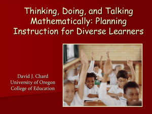 David J.Chard: Thinking, Doing Talking Mathematically