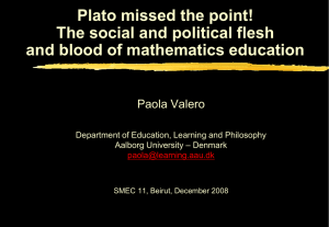 Plenary Lecture by Paola Valero