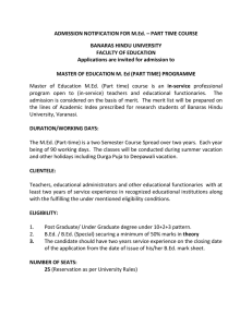 [ADMISSION NOTIFICATION FOR M.Ed. - PART TIME COURSE-2014] .