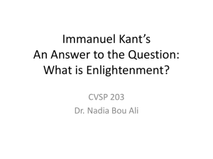 Immanuel Kant’s An Answer to the Question: What is Enlightenment? CVSP 203