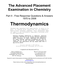 Thermodynamics The Advanced Placement Examination in Chemistry