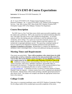 NYS EMT-B Course Expectations Course Description