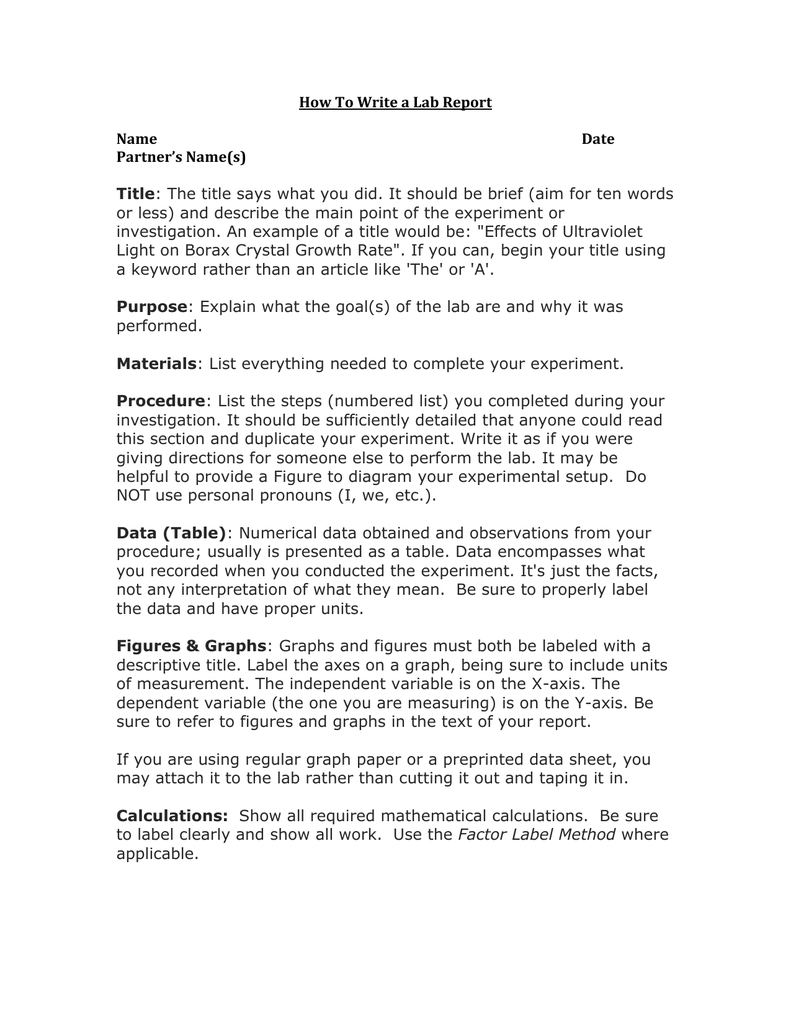 How To Write An Experiment Report Science Lab Report