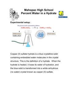 % water in a hydrate