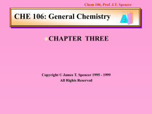 CHE 106: General Chemistry CHAPTER  THREE  1