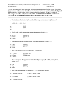 Project Advance Chemistry 106 Homework Assignment #3 September 12, 1994