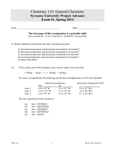 Syracuse University Project Advance Exam #1, Spring 2014