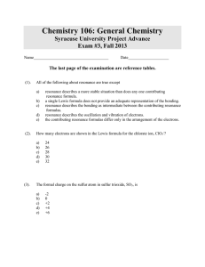 Chemistry 106: General Chemistry Syracuse University Project Advance Exam #3, Fall 2013