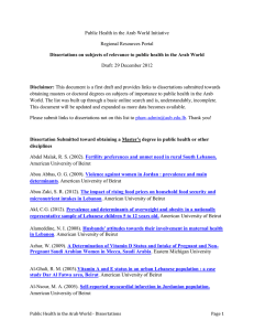 Master's and doctoral dissertations on subjects of importance to public health in the Arab world