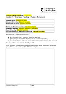 School/Department of …………….. Academic Misconduct Meeting – Student Statement