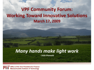 VPF Community Forum: Working Toward Innovative Solutions Many hands make light work