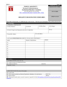 Biological Registration Form (BRF)