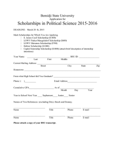 Scholarships in Political Science 2015-2016 Bemidji State University Application for