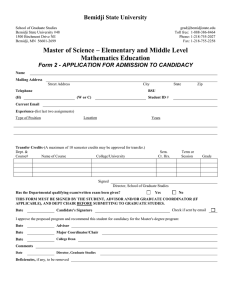 Elem and Middle Level Mathematics Ed MS (Fall 2011 admission to current)