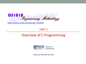 Unit 3: Overview of C Programming