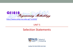 Unit 5: Selection Statements