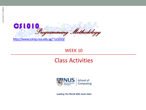 Week 10 Class activities