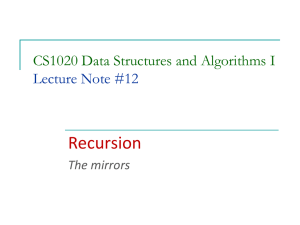 Recursion CS1020 Data Structures and Algorithms I Lecture Note #12 The mirrors