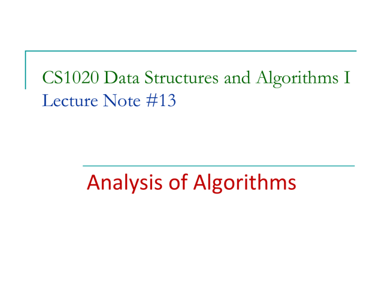 Analysis of Algorithm