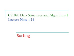 Sorting CS1020 Data Structures and Algorithms I Lecture Note #14