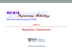 Unit 6: Repetition Statements