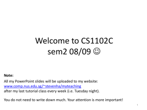 Welcome to CS1102C sem2 08/09 