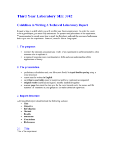 Technical Laboratory Report