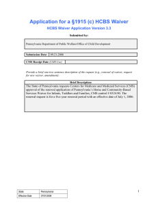 Infants, Toddlers and Families Waiver Application