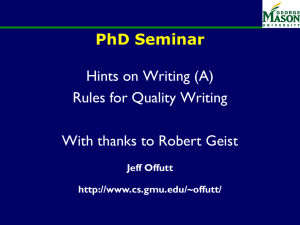 PhD Seminar Hints on Writing (A) Rules for Quality Writing