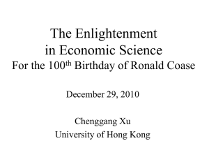 The Enlightenment in Economic Science 100th--For the 100th Birthday of Ronald Coase