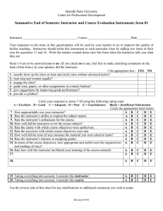 End of Semester evaluation forms