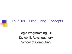 Logic Programming - II