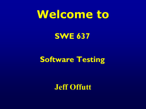 Welcome to SWE 637 Software Testing Jeff Offutt
