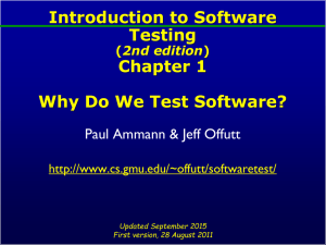 Introduction to Software Testing Chapter 1 Why Do We Test Software?