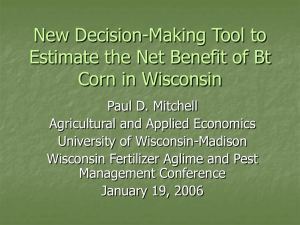 Expected Net Benefit and Break-Even Probability for Corn Borer Bt Corn in Wisconsin (Jan 2006)