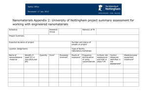 Project Summary Assessment for Working with Engineered Nanomaterials