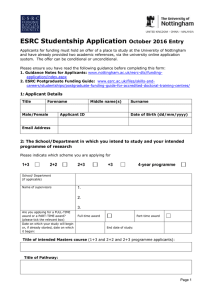 ESRC DTC Studentship Application Form (word)