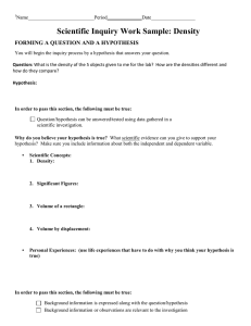Lab Inquiry work sample Density