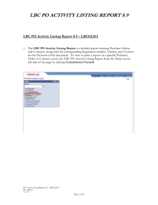 LBC PO Activities Listing Report