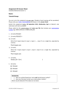 Assignment #2 Answer Sheet Name: Tutorial Group: