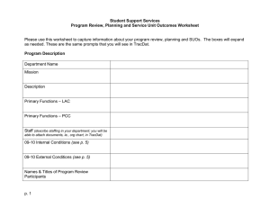 Program Plan/Program Review Worksheet - Student Services