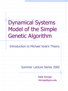 Dynamical Systems Model of the Simple Genetic Algorithm Introduction to Michael Vose’s Theory