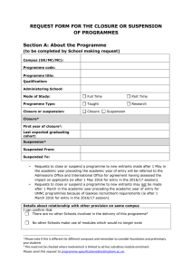 Template form for requesting closure or suspension of a programme