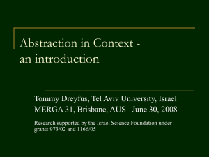 an introduction Abstraction in Context - Tommy Dreyfus, Tel Aviv University, Israel