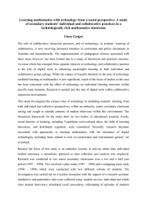Learning mathematics with technology from a social perspective: A study of secondary students individual and collaborative practices in a technologically rich mathematics classroom